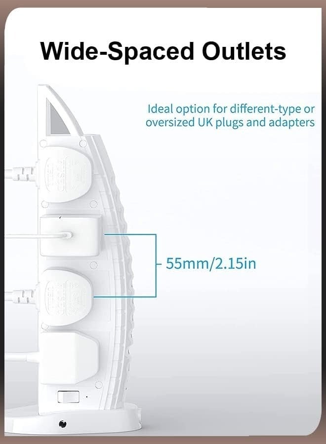 ELTRAZONE 8 Way Stylish Power Extension Cord 6 USB Fast Charging Ports Burj Al Arab Power Socket  - Image 5
