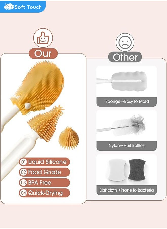 Soft Touch Baby Bottle Cleaning Brush Set Portable Travel Silicone Bottle Cleaner Kit with Storage Box Bottle Washing Brush for Home and Travel  - Image 5
