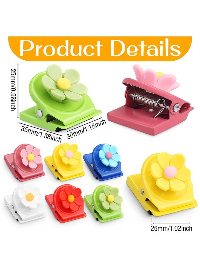 6 Pcs Colorful Flower Magnetic Clips Refrigerator Magnets Decor Strong Magnet Metal Clip Cute Multi Purpose Sealing Clip for Fridge Whiteboard Classroom Teacher Kitchen Office Home - Image 2