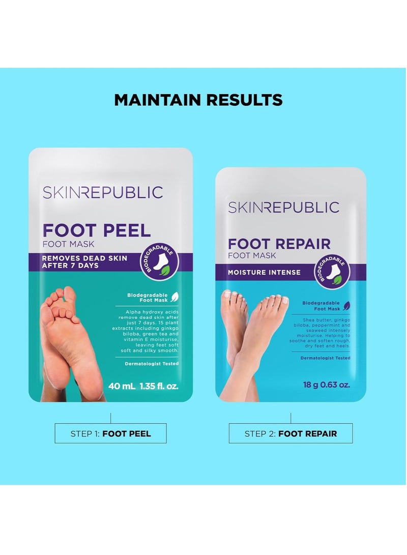 SKIN REPUBLIC Foot Repair Mask (10 Pairs) – Moisturizing Foot Mask with Shea Butter, Ginkgo Biloba, Green Tea, Peppermint & Seaweed to Soften Rough, Dry Heels, Soothe, Repair & Rejuvenate Damaged Skin - Image 5