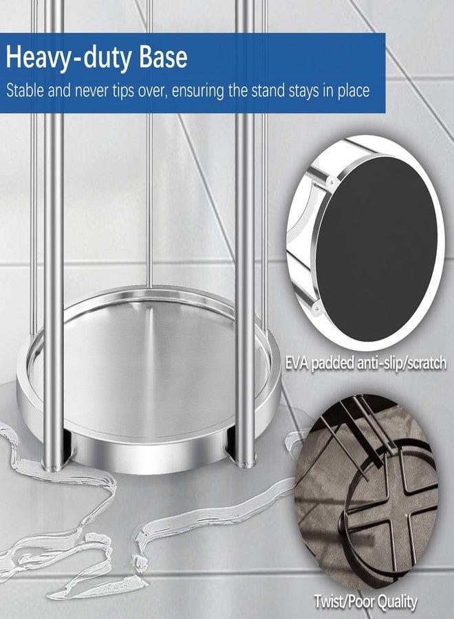 Gypie Brushed Nickel Toilet Paper Stand Free Standing Heavy Base 3 Rolls Toilet Paper Roll Holder for Bathroom Storage - Image 3