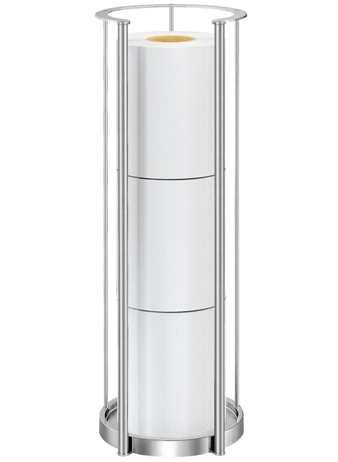 Gypie Brushed Nickel Toilet Paper Stand Free Standing Heavy Base 3 Rolls Toilet Paper Roll Holder for Bathroom Storage - Image 1