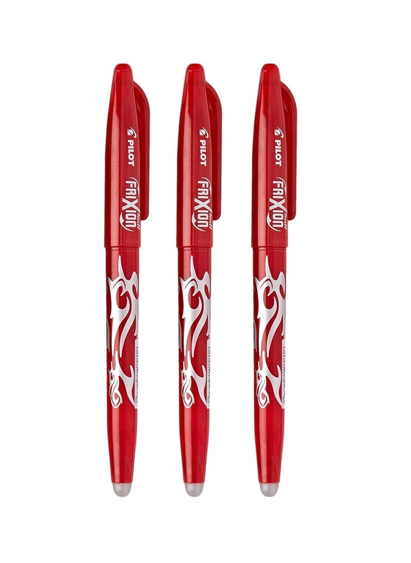 PILOT 3-Piece Frixion Erasable Ball Pen 0.7mm Tip Red Ink  - Image 1