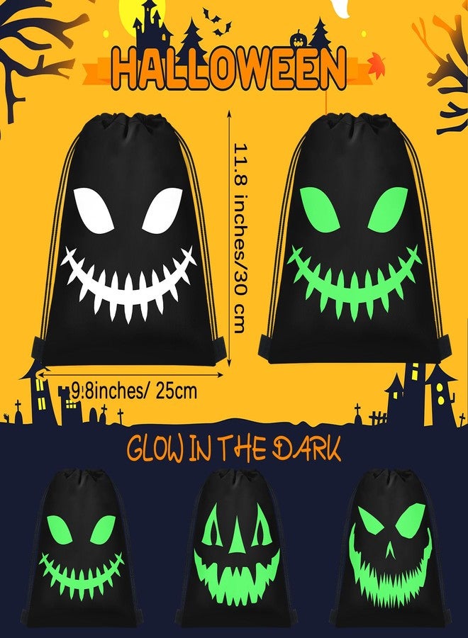 Yeyeplum 12 Pcs Halloween Glow in The Dark Ghost Luminous Drawstring Bag Light up Trick or Treat Bag Fierce Ghost Reusable Candy Bags for Party Favors Gift Supplies - Image 2