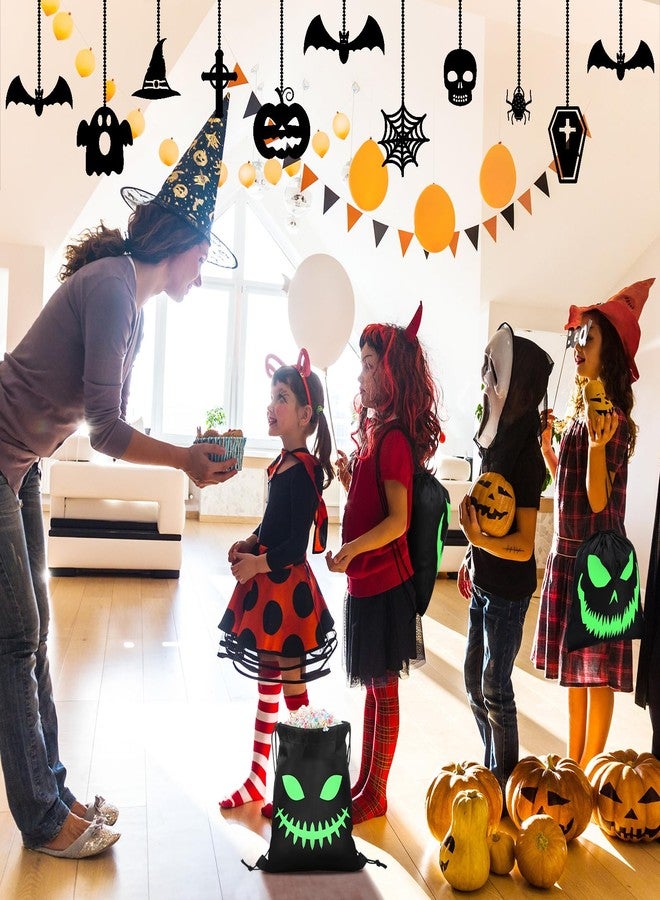 Yeyeplum 12 Pcs Halloween Glow in The Dark Ghost Luminous Drawstring Bag Light up Trick or Treat Bag Fierce Ghost Reusable Candy Bags for Party Favors Gift Supplies - Image 4