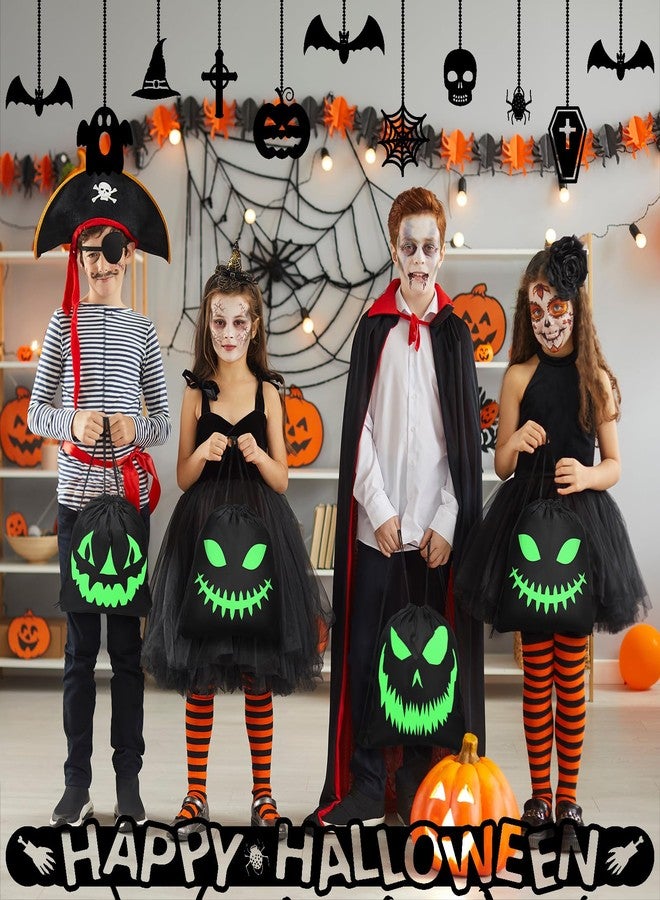 Yeyeplum 12 Pcs Halloween Glow in The Dark Ghost Luminous Drawstring Bag Light up Trick or Treat Bag Fierce Ghost Reusable Candy Bags for Party Favors Gift Supplies - Image 5