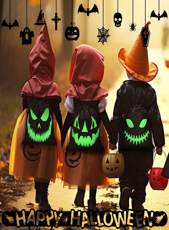Yeyeplum 12 Pcs Halloween Glow in The Dark Ghost Luminous Drawstring Bag Light up Trick or Treat Bag Fierce Ghost Reusable Candy Bags for Party Favors Gift Supplies - Image 3