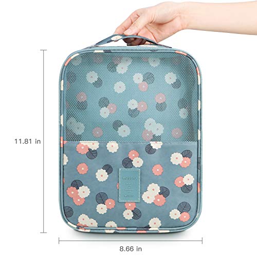 Mossio Shoe Bags for Travel,Mossio Shoe Storage Bag Tote Pouch with Mesh and Handle Blue Flower - Image 2
