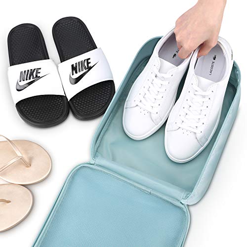 Mossio Shoe Bags for Travel,Mossio Shoe Storage Bag Tote Pouch with Mesh and Handle Blue Flower - Image 4
