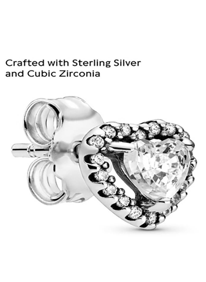 Pandora Violet - PANDORA Elevated Heart Stud Earrings - Made of Sterling Silver and Cubic Zirconia - Image 1
