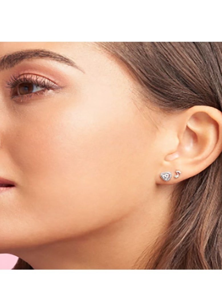 Pandora Violet - PANDORA Elevated Heart Stud Earrings - Made of Sterling Silver and Cubic Zirconia - Image 1