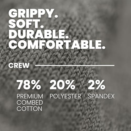 Gripjoy Grip Socks for Women, Grippy, Non Slip, Gripper Socks for Women & Men, Pilates, Yoga, Hospital, Non Skid, 3 Pairs, Crew, Gray - Image 5