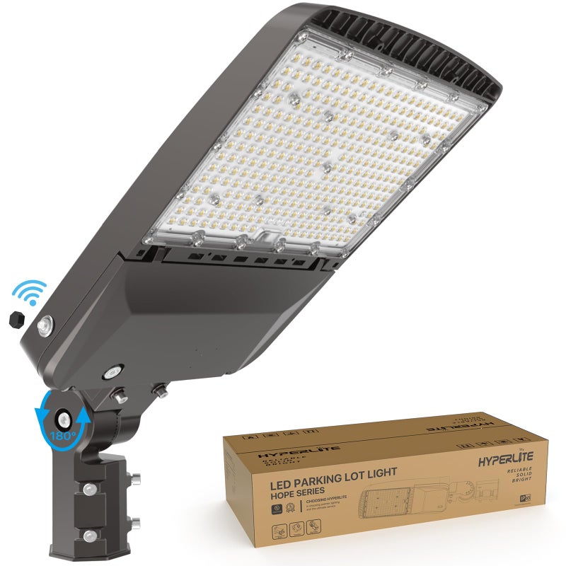 HYPERLITE LED Parking Lot Lights 200W with Dusk to Dawn photocell 5000k 30000lm Outdoor Commercial Area Lighting with UL Certified IP65 LED Pole Lights with Adjustable Slip Fitter mounting