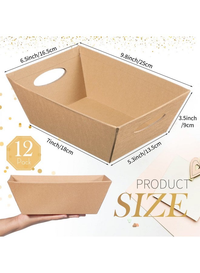 Thenshop 44 Pcs Basket for Gifts Empty Gift Basket Bulk Include 12 Cardboard Tray 12 Plastic Bags and 20 Pull Bows for Wedding Baby Shower Graduation Birthday Party DIY Wrapping(Solid,Khaki) - Image 2
