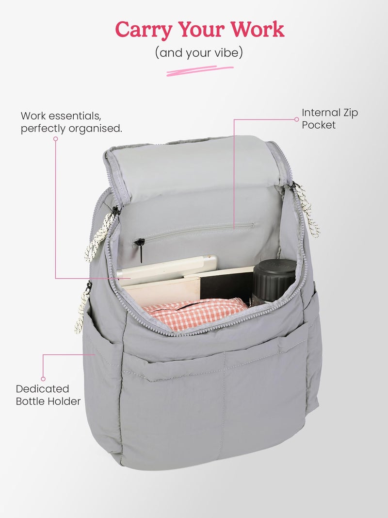 Genie Plushpack Casual Backpack For Girls |15 Inch-27 Litres With 2 Compartments with Laptop, Multiple Pockets, Trolley Sleeve And Organizer |Best For Laptop, Makeup & College/Work Must-Haves - Grey - Image 5