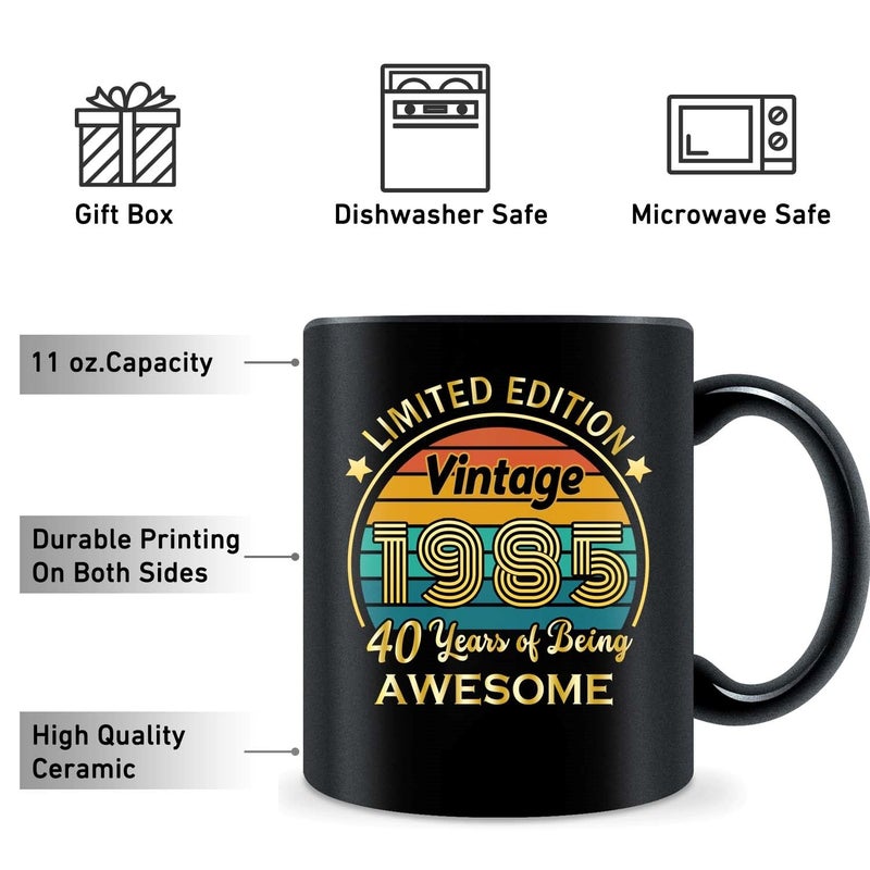 Qupt 40Th Birthday Gifts For Women Men  40Th Birthday Gifts For Him  1985 Birthday Gifts For Women Men  40 Years Old Gifts  1985 Birthday Gifts For Her Him  40Th Birthday Presents Coffee Mug - Image 3