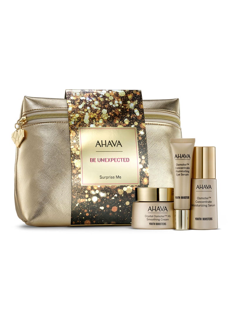 AHAVA AHAVA Surprise Me Gift Set - Includes Osmoter Concentrate Moisturizing Serum 1 Fl.Oz, Crystal Osmoter x6 Smoothing Cream 1.7 Fl.Oz & Osmoter Concentrate IIluminating Eye Serum 0.5 Fl.Oz 