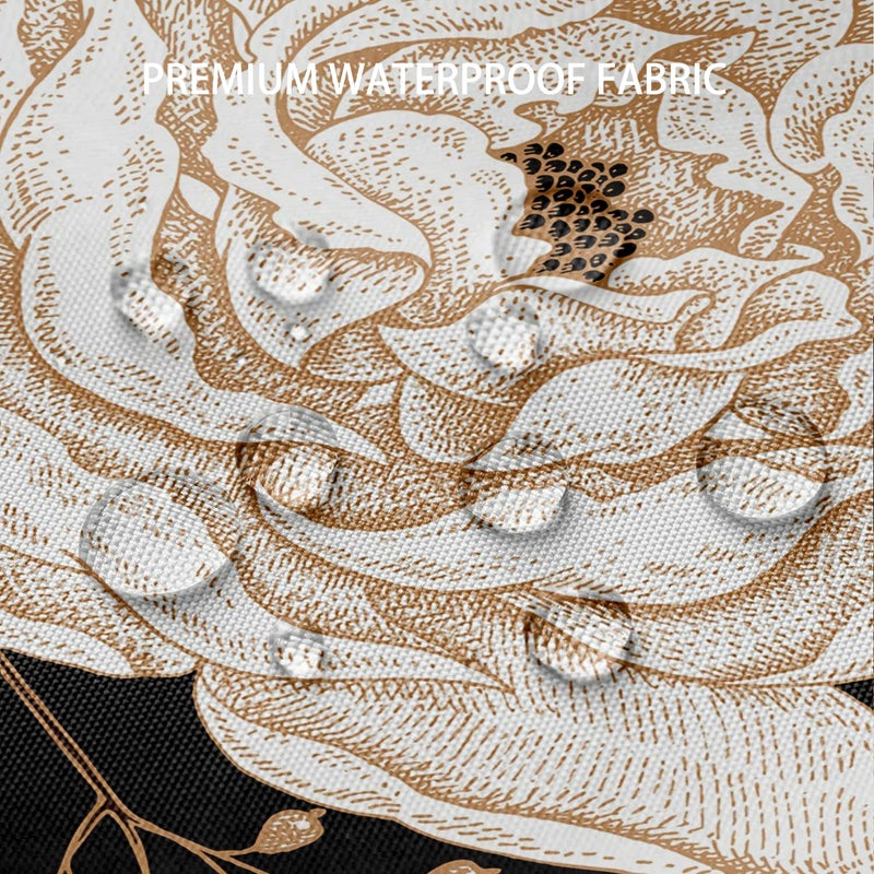 Bivinar Long Black Gold Gold Floral Surtain 72 × 78 بوصة زهور أسود الحمام حمام الستار نسيج دش مقاوم للماء مع 12 خطاف - Image 4