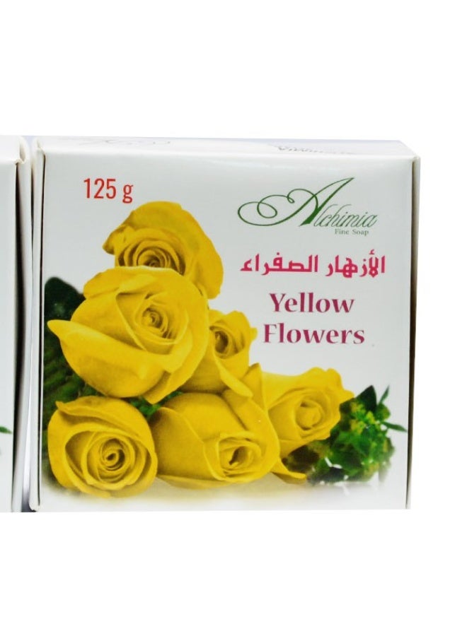 Alchimia Rose Soap Yellow Flowers 125G | Elegant Italian Soap with Fresh Floral Fragrance | Creamy lather that removes impurities | Consistent quality refined skincare experience | Suitable for all Skin Types - Image 1