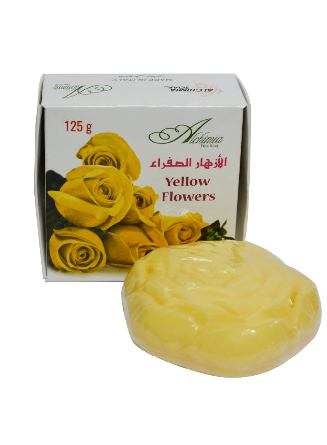 Alchimia Rose Soap Yellow Flowers 125G | Elegant Italian Soap with Fresh Floral Fragrance | Creamy lather that removes impurities | Consistent quality refined skincare experience | Suitable for all Skin Types - Image 4