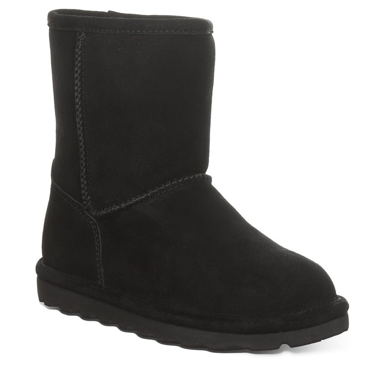 BEARPAW Elle Youth Black Size 4 | Cozy Suede Winter Boots for Kids | Comfortable Slip-On Boots - Image 2