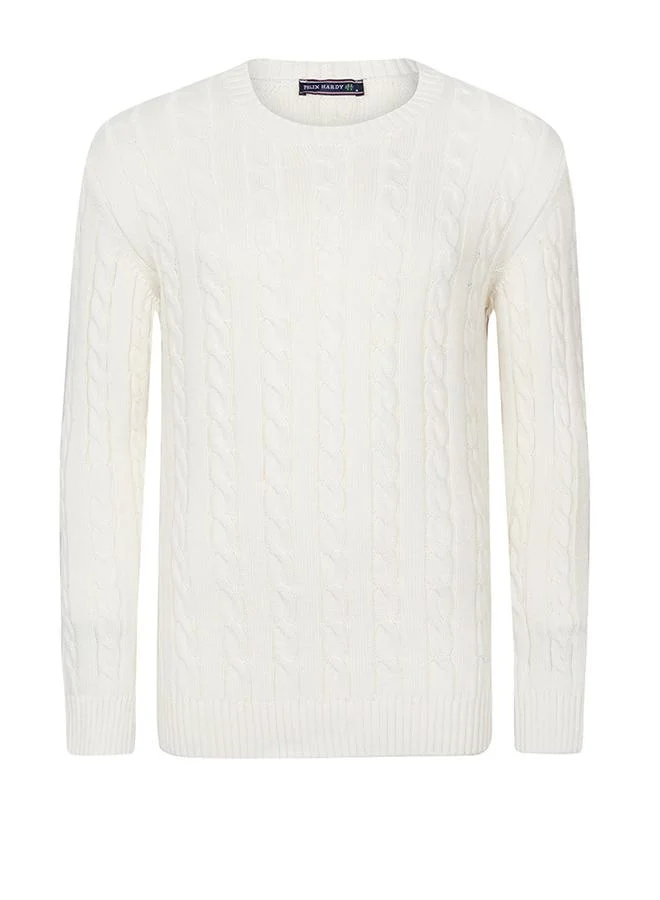 FELIX HARDY Cable Knit Crew Neck Pullover