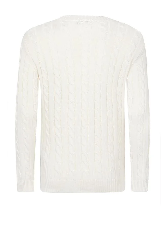 FELIX HARDY Cable Knit Crew Neck Pullover