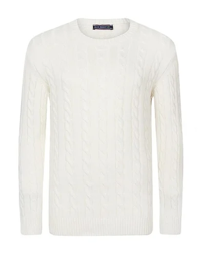 FELIX HARDY Cable Knit Crew Neck Pullover