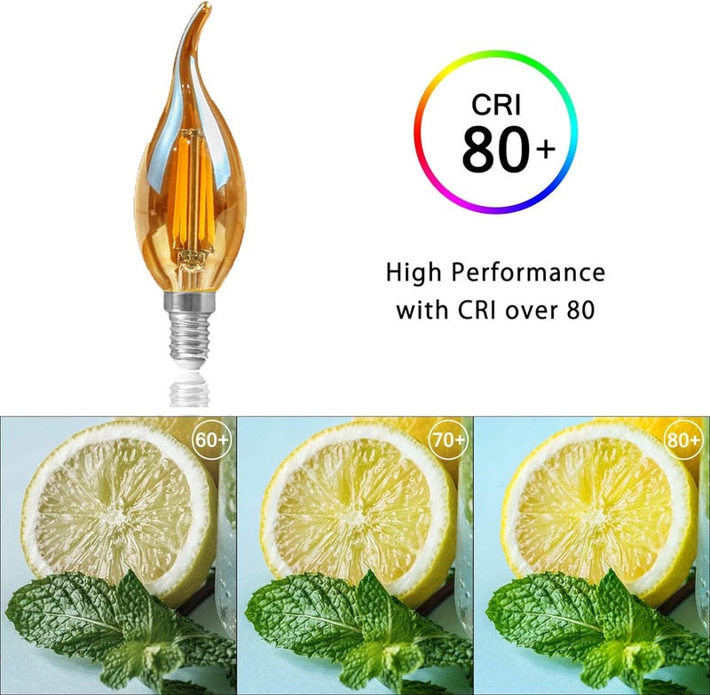 E14 Base 4W Dimmable LED Candelabra Bulb Antique Light 40W Equivalent Incandescent Lamp, 470LM, C35 LED Filament Chandelier Light Bulb for Vintage Style, AC  220V - Image 5