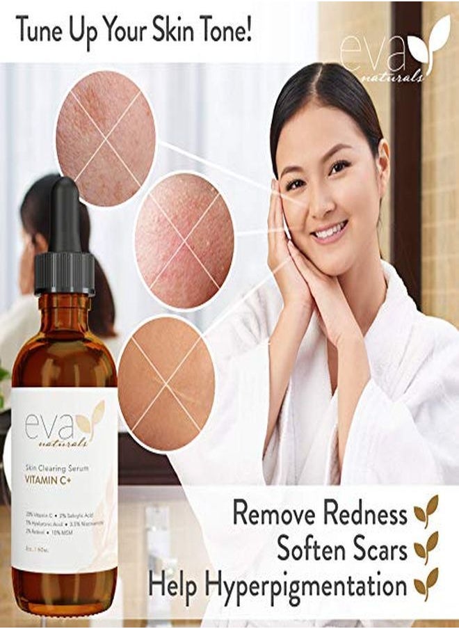Eva Naturals - Vitamin C Serum Plus 2% Retinol, 3.5% Niacinamide, 5% Hyaluronic Acid, 2% Salicylic Acid, 10% Msm, 20% Vitamin C Skin Clearing Serum AntiAging Skin Repair, Face Serum (2 Oz) - Image 1