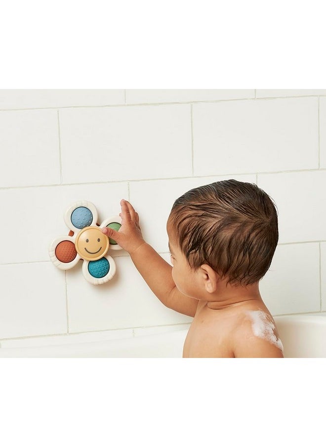Itzy Ritzy - Fidget Toy With Sensory Poppers & Suction Cup; Fidget Toy Sticks To Highchairs, Tables Or Tubs While Spinning & Engaging Baby With 4 Textured Poppers, Smile - Image 1