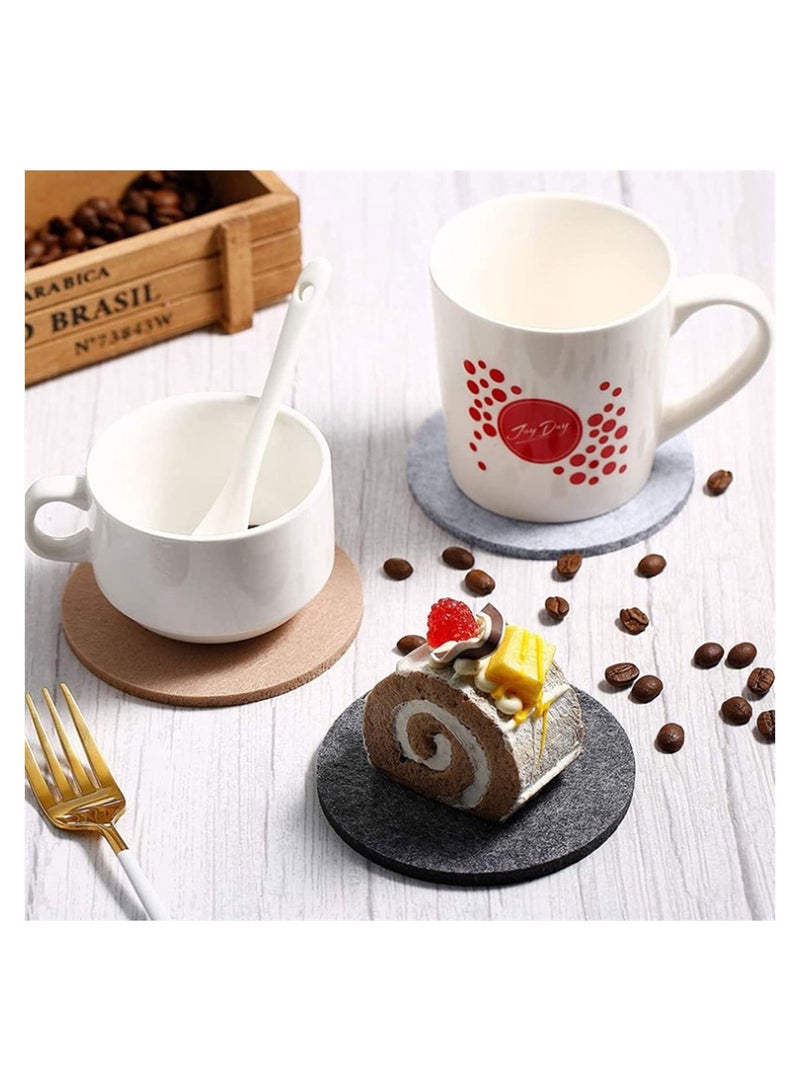 Excefore Round Felt Coasters 10 PCS Non Slip Washable Table Coasters with Coaster Holder Double Sided Plain Round Coasters Coasters for Hot & Cold Drinks Coffee Mats Home - Image 5