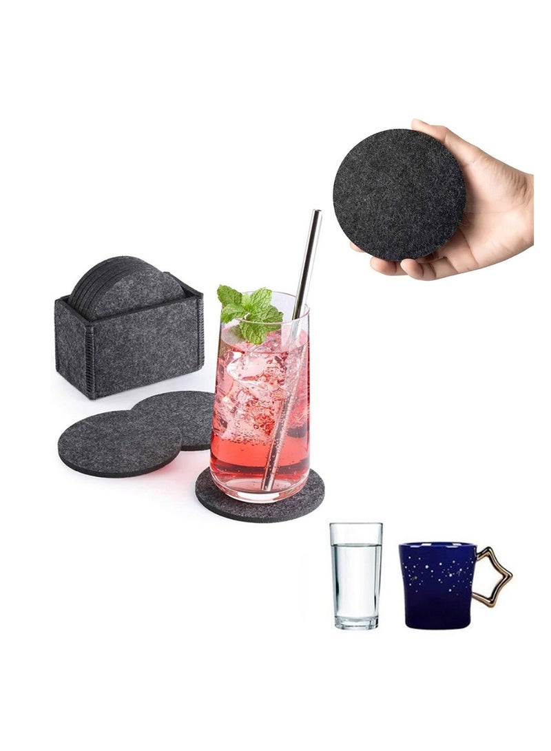 Excefore Round Felt Coasters 10 PCS Non Slip Washable Table Coasters with Coaster Holder Double Sided Plain Round Coasters Coasters for Hot & Cold Drinks Coffee Mats Home - Image 1