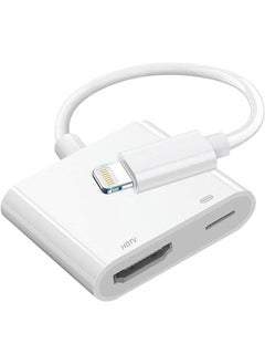 Lightning to HDMI Adapter,1080P Digital Sync Screen Converter AV Adapter with Charging Port Compatible with iPhone 12/11/XS/XR/X/8 iPad on HDTV/Monitor/Projector Support All iOS
