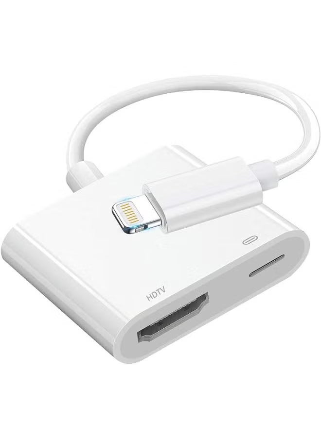 SHOPI - Lightning to HDMI Adapter,1080P Digital Sync Screen Converter AV Adapter with Charging Port Compatible with iPhone 12/11/XS/XR/X/8 iPad on HDTV/Monitor/Projector Support All iOS - Image 1