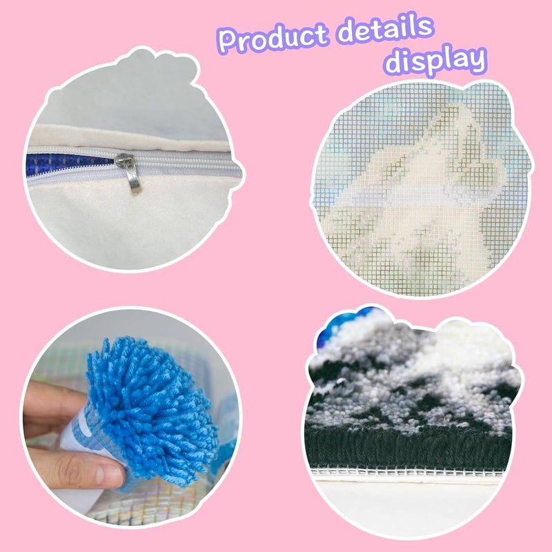 LAPATAIN Latch Hook Kits for DIY Throw Pillow Cover,Needlework Cushion Cover Hand Craft Crochet for Great Family 17X17inch Wolf(Moon) - Image 3