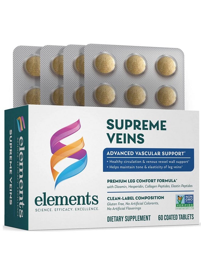Elements Supreme Veins 60 Tablets (30 Day Supply) Advanced Vascular Support Supplement Supports Healthy Circulation And Elasticity In Leg Veins Gluten Free Nongmo Certified  - Image 1