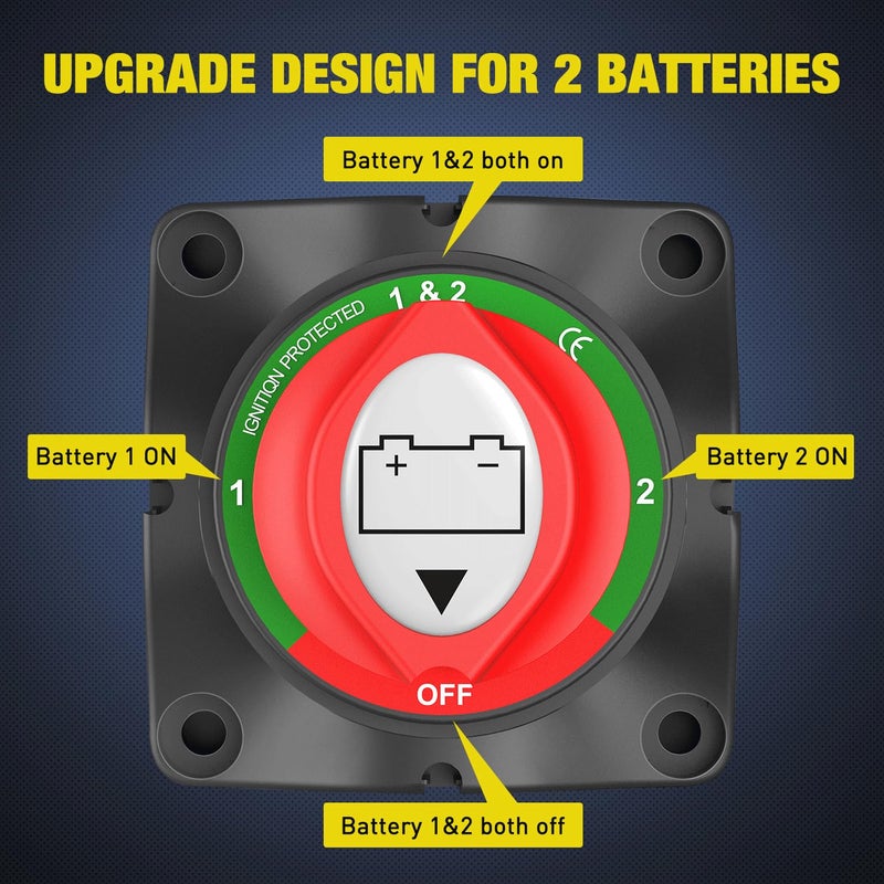 Nilight 1-2-Both-Off Battery Switch, 12V-48V Disconnect Master Cutoff Switches for Marine Boat Car RV ATV UTV Vehicle, Waterproof Heavy Duty Isolator - Image 5
