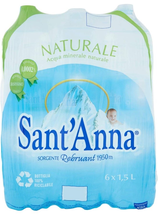 Sant'Anna مياه سانت آنا المعدنية الطبيعية 6 × 1.5 لتر، شفاف - Image 1