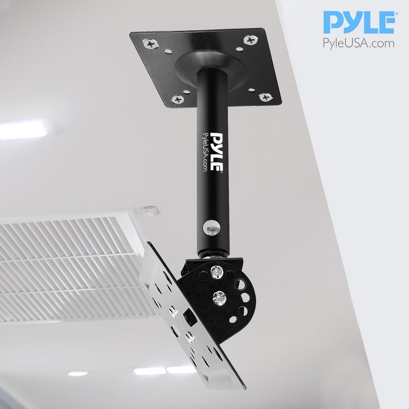 Pyle Speaker Wall Ceiling Mount Stand - Black Speaker Mounting Bracket w/Adjustable Swivel Tilt, Retractable Telescopic Arm - Home Surround Sound System Bookshelf Satellite Speakers - PSTNDC31 (Pair) - Image 5