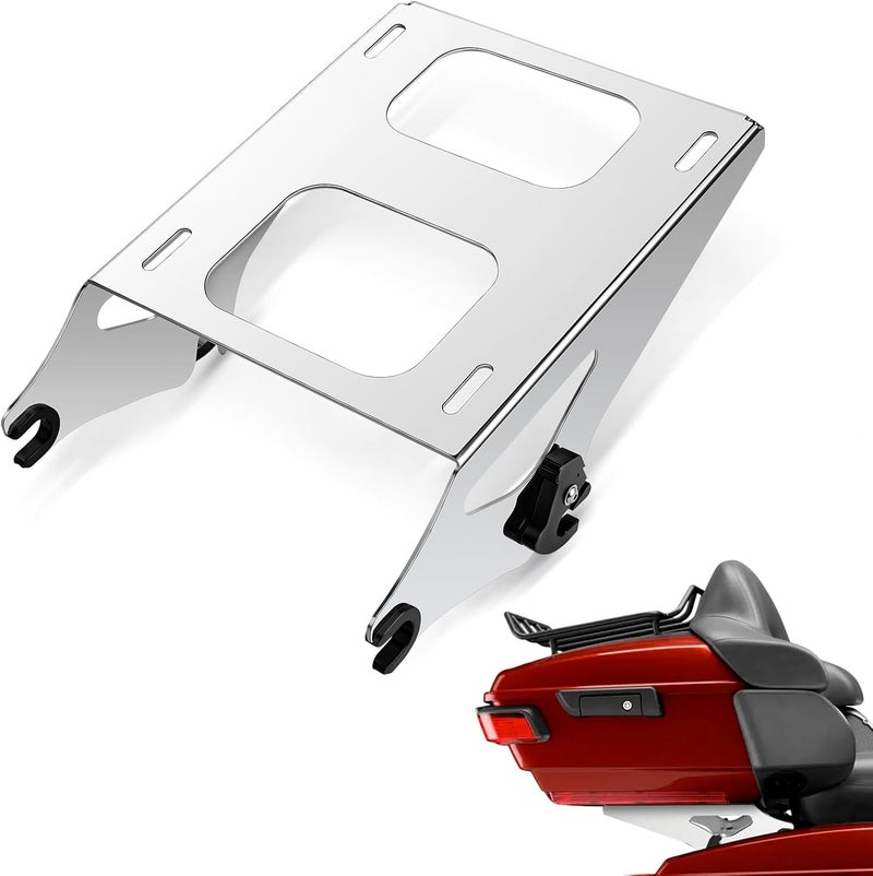 Amazicha Chrome Detachable Two-Up Tour Pack Luggage Rack for Harley Davidson 2014-2021 - Image 1