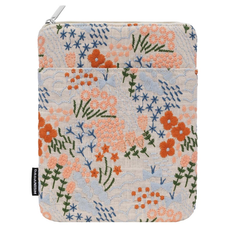 Dadanism 67 Inch Embroidered Flower Padded Sleeve for AllNew 7 Kindle Paperwhite 7 Kindle Colorsoft 6 Kindle Protective Sleeve Case for 6 Kobo Clara BWColour EReader Beige Floral - Image 2