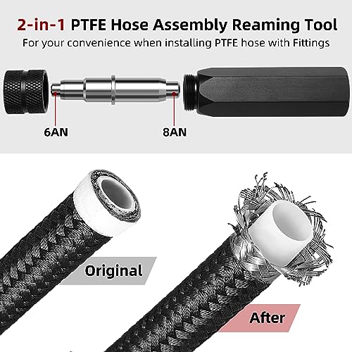 BRIFITOR 6AN 25FT PTFE Fuel Line Kit, AN6 3/8" LS Swap EFI E85 Nylon Stainless Steel Braided Fuel Hose With 26PCS PTFE Fuel Hose Fitting Adapter Black - Image 3