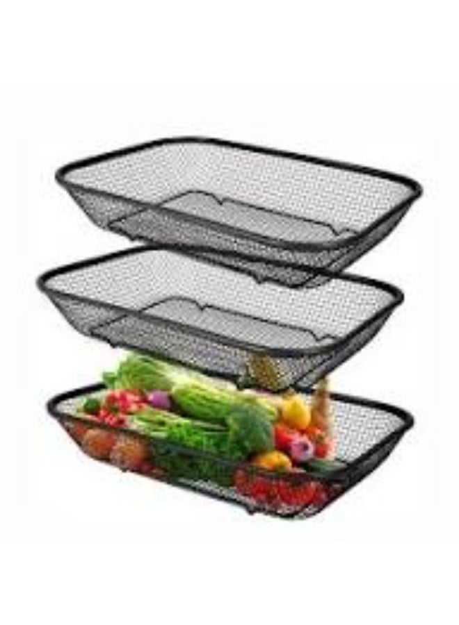 3-Piece Metal Mesh Colander Set – Durable Kitchen Strainers for Washing, Draining & Food Preparation - Image 1