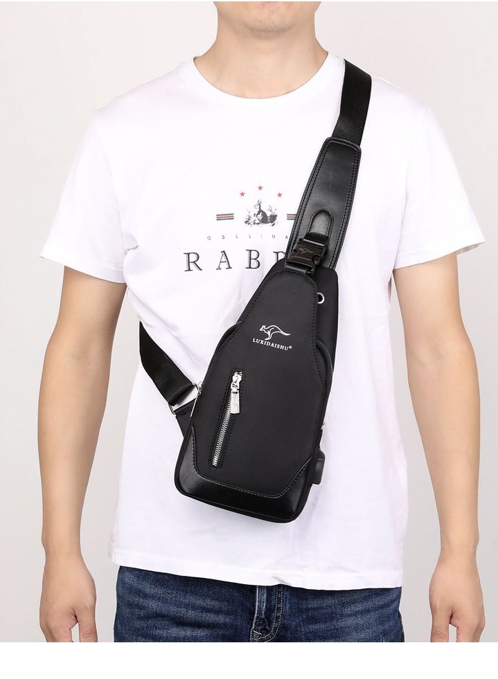 DubaiGallery Anti Theft Sling Bag for Men, USB Charging Sport Sling Anti-Theft Shoulder Bag, Waterproof Chest Bag Motorcycle Bag Usb Charging Messenger Sling Shoulder Bags - Image 2