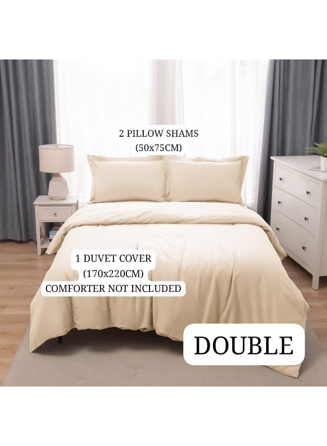 PanaX Bedding Duvet Cover Double Size Set- 1Pieces Duvet Cover 170X220Cm / 2Pieces-Pillow Shams 50X75Cm (Ivory, Double) - Image 3