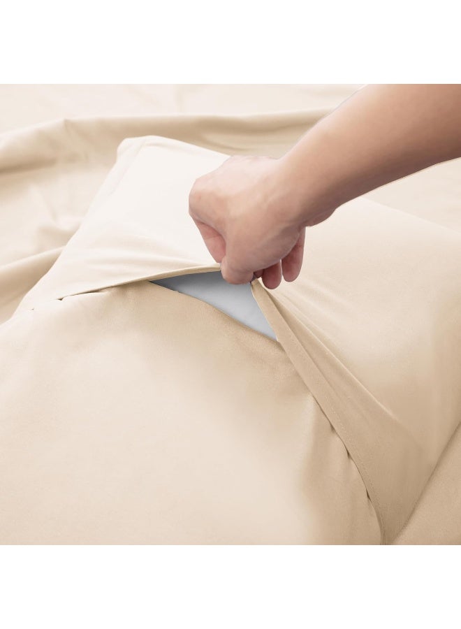 PanaX Bedding Duvet Cover Double Size Set- 1Pieces Duvet Cover 170X220Cm / 2Pieces-Pillow Shams 50X75Cm (Ivory, Double) - Image 4