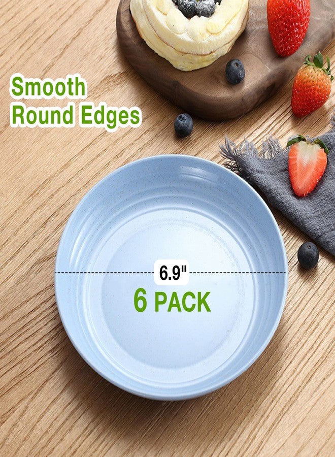 Mfacoy 6 PACK Unbreakable Dinner Plates, 6.9 Inch Wheat Straw Plates, Reusable Deep Plastic Plate, Lightweight Salad Plates for Camping/Kitchen, Dishwasher & Microwave Safe, Kids-toddler & Adult - Image 5
