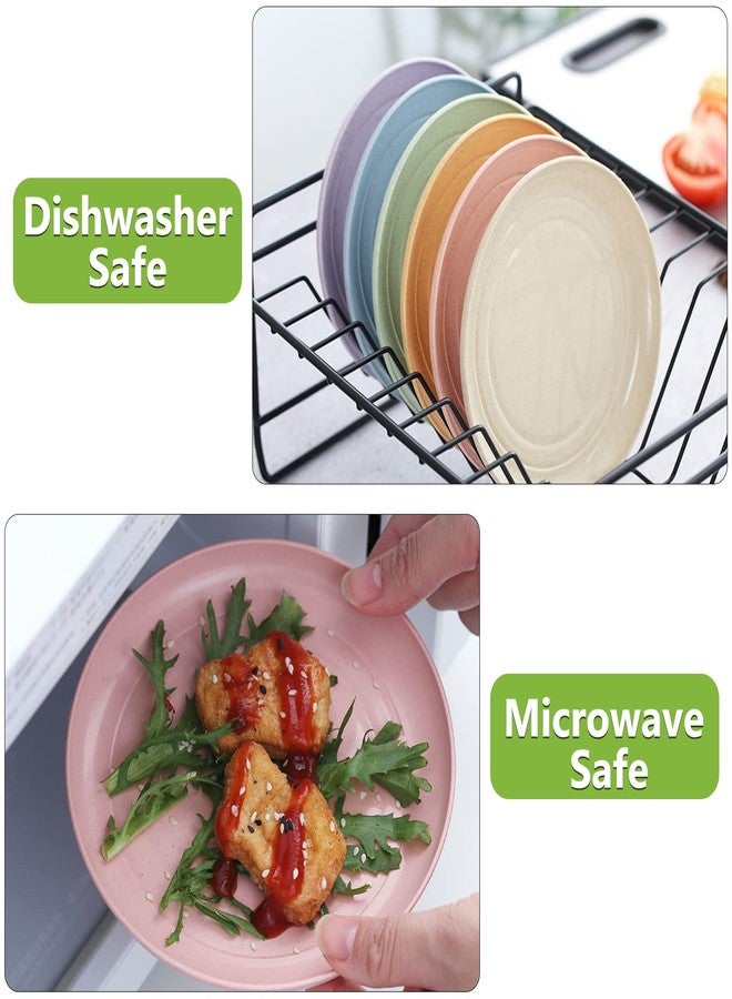 Mfacoy 6 PACK Unbreakable Dinner Plates, 6.9 Inch Wheat Straw Plates, Reusable Deep Plastic Plate, Lightweight Salad Plates for Camping/Kitchen, Dishwasher & Microwave Safe, Kids-toddler & Adult - Image 4