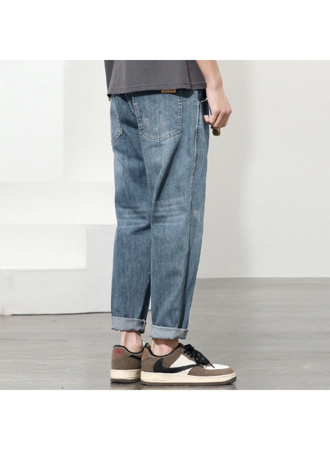 TonLion 2025 Spring Collection Men's Distressed Ripped Jeans - American Retro Loose Fit Harem Straight Leg Denim Pants - Image 3